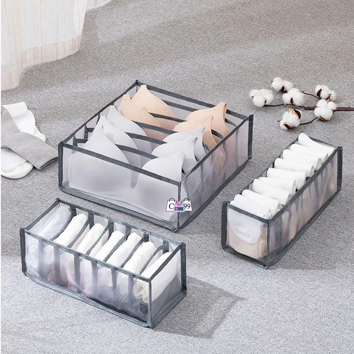Organizador Tipo Colmena para Ropa Íntima – Kit de 3 Piezas