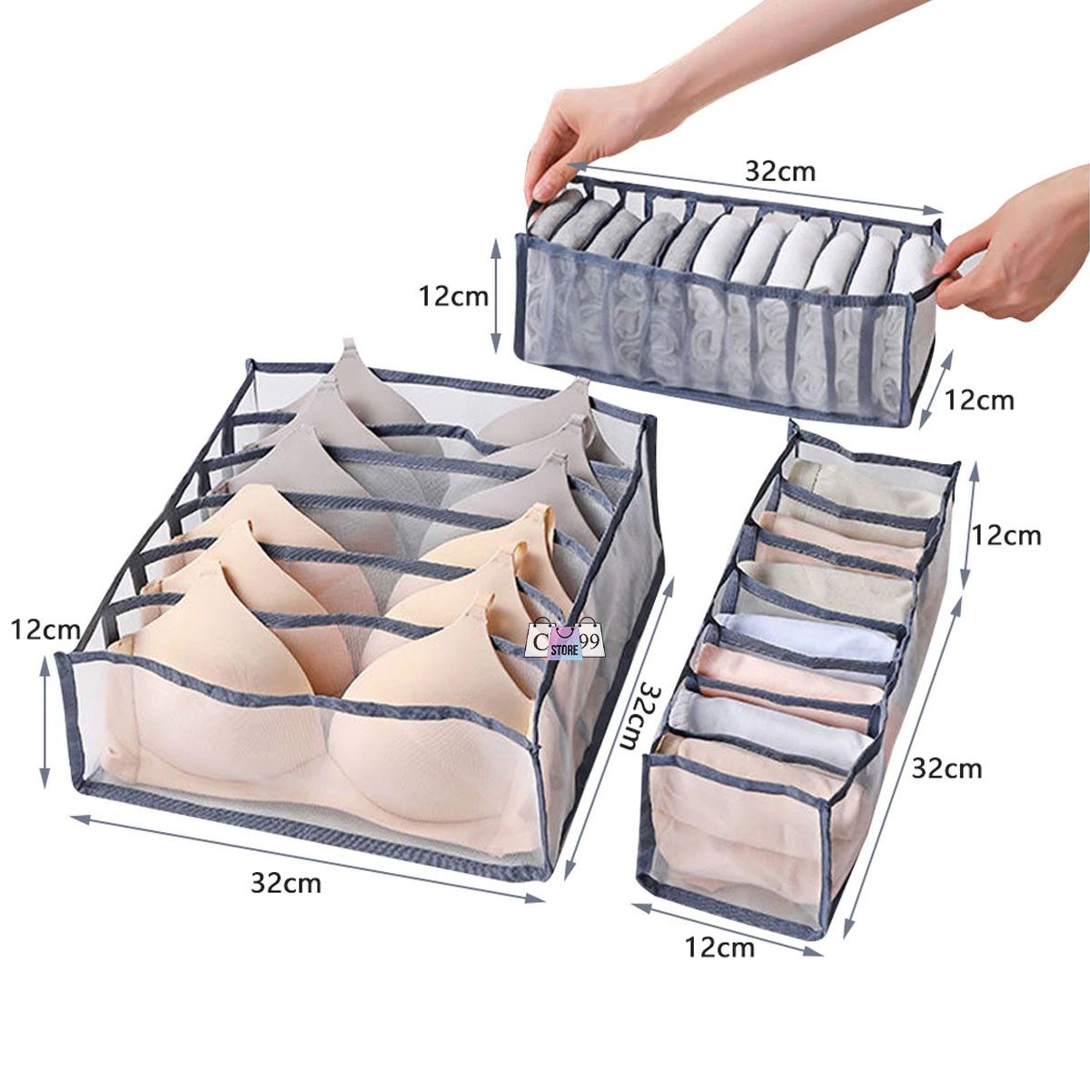 Organizador Tipo Colmena para Ropa Íntima – Kit de 3 Piezas