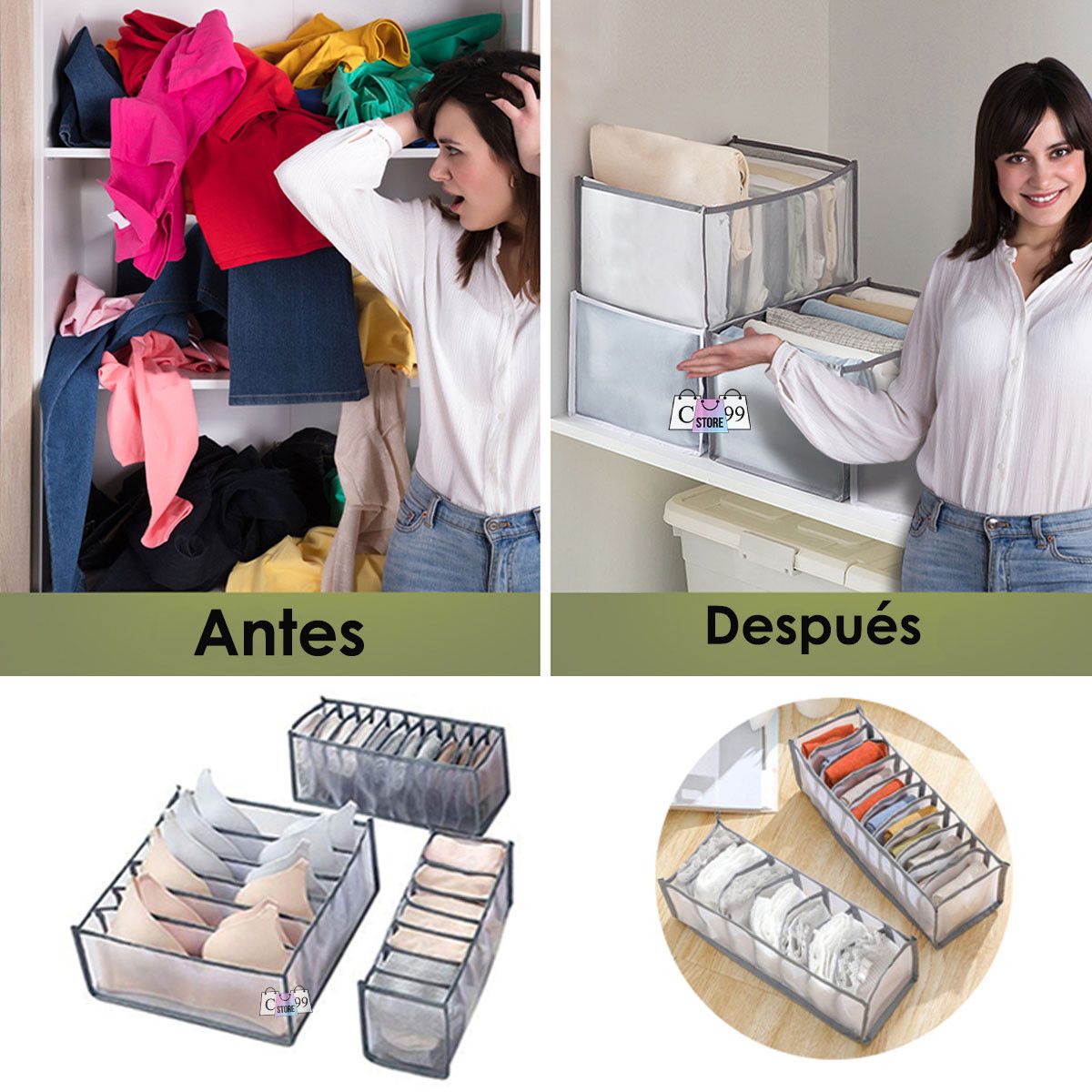 Organizador Tipo Colmena para Ropa Íntima – Kit de 3 Piezas