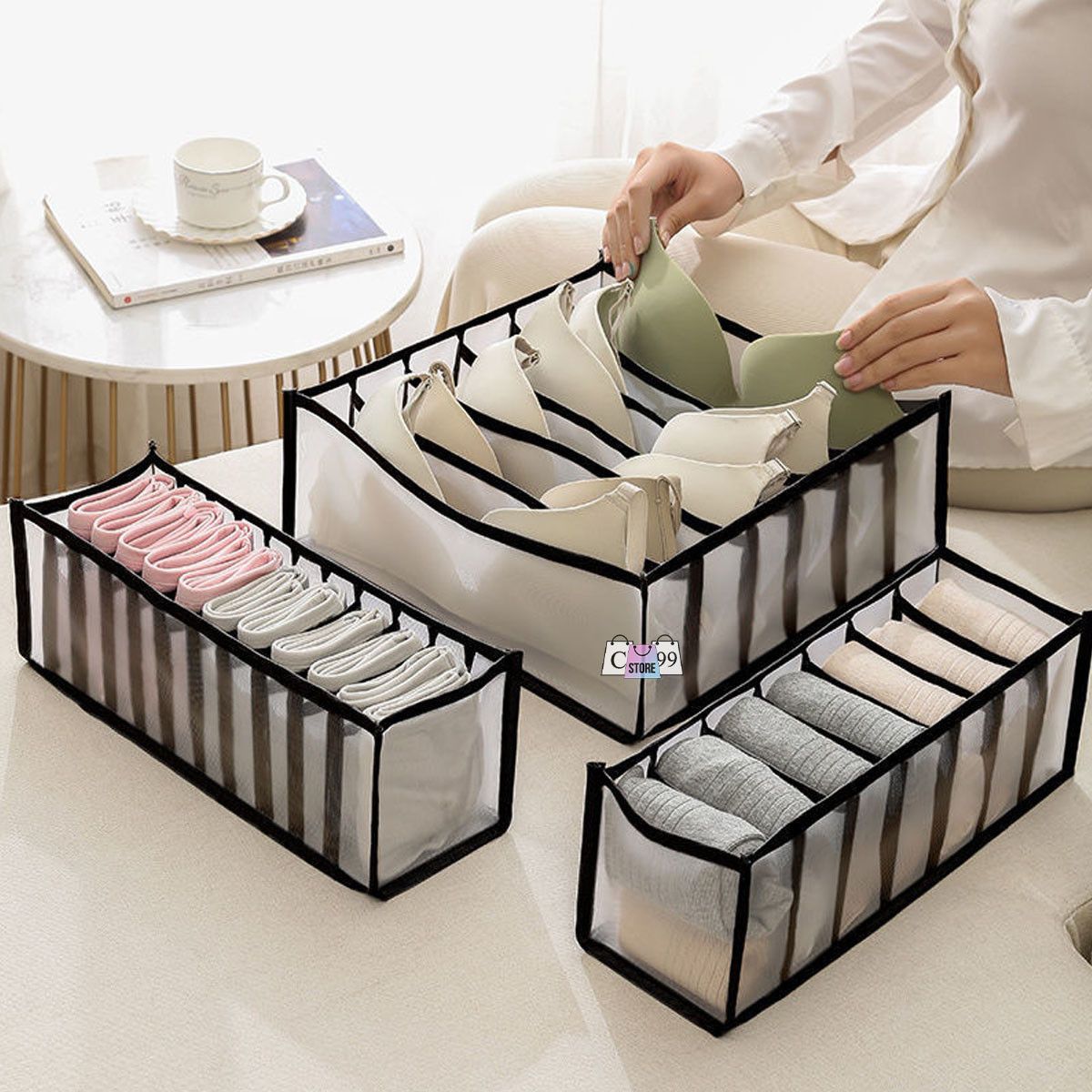 Organizador Tipo Colmena para Ropa Íntima – Kit de 3 Piezas